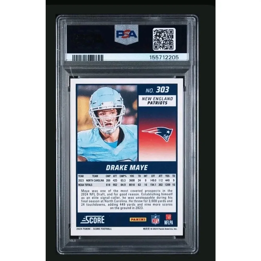 2024 Score Football Drake Maye New England Patriots #303 RC PSA 9 Mint Rookie